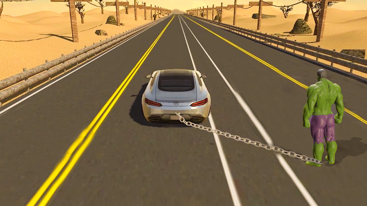 Incredible Hulk vs Chain Car Racing 3D Stunt 2k2