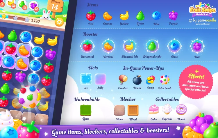 Fruit Swipe Match 3 Kit